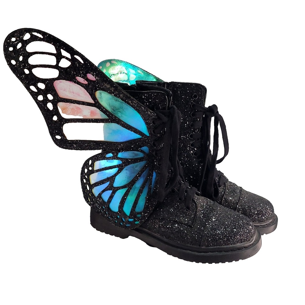 Dolls Kill Club Exx Butterfly Boots 7 Metamorphosis Lim Ed Whimsigoth Fairy Goth